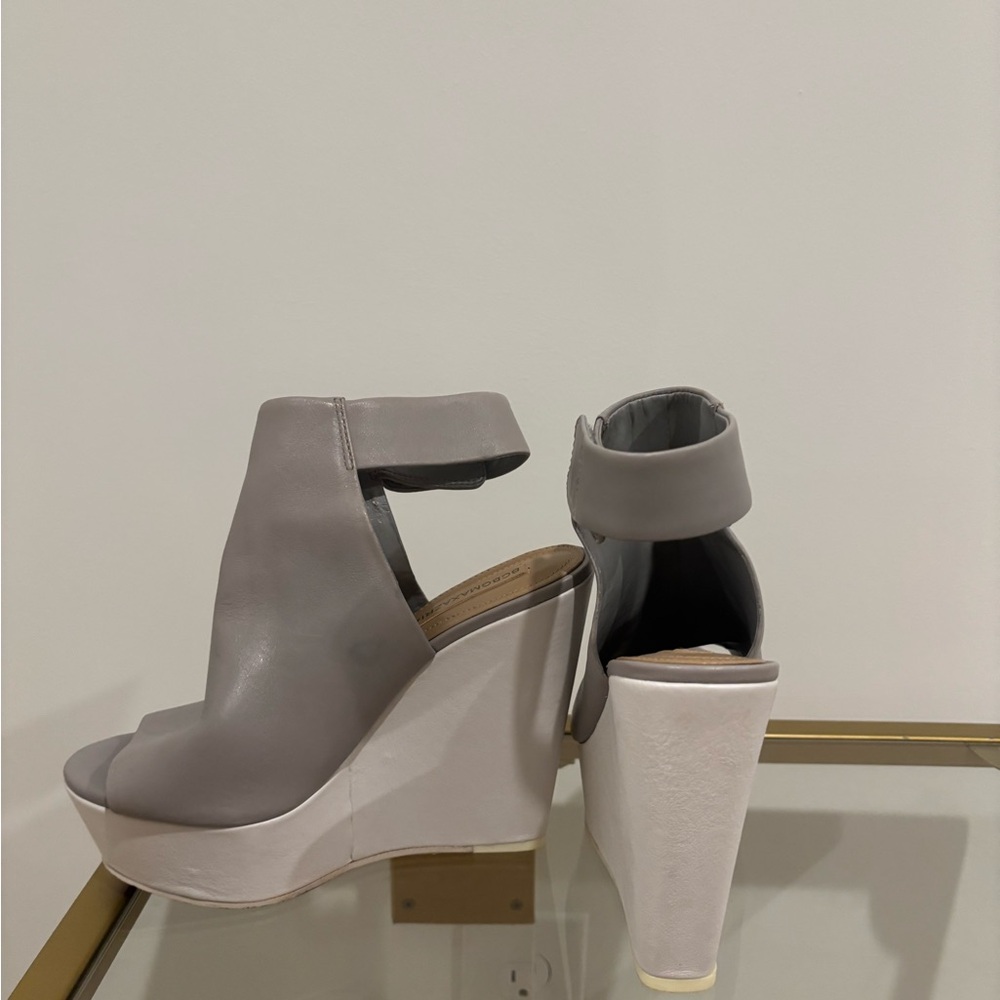 BCBGMaxAzria Gray Wedge Sandals